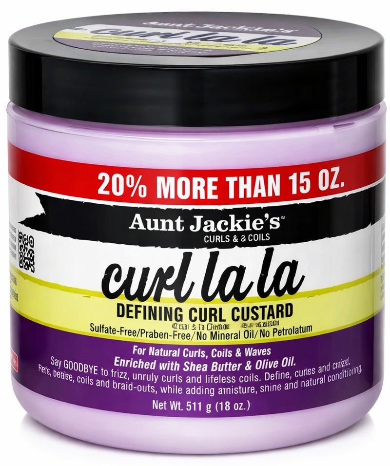 Aunt Jackie's Aunt Jackie’s Curl La La Defining Curl Custard 511g (18oz) – Curl Defining Cream for Natural Curls, Coils & Waves – Anti-Frizz with Shea Butter & Olive Oil - Image 1